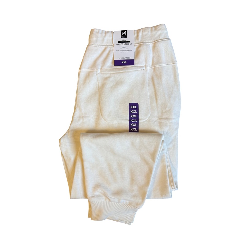 Members Mark Newport Fleece Joggers Mens XXL Cream White Sweatpants New